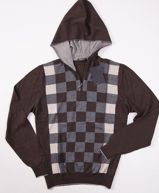 有关以下物品的详细资料: nwt $825 bertolo brown-gray check 120s